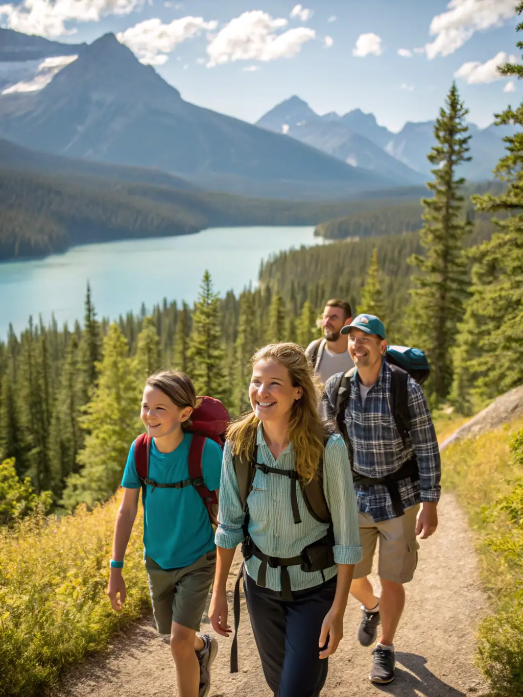 A Canadian family enjoying outdoor activities, highlighting the importance of bone health for an active lifestyle.